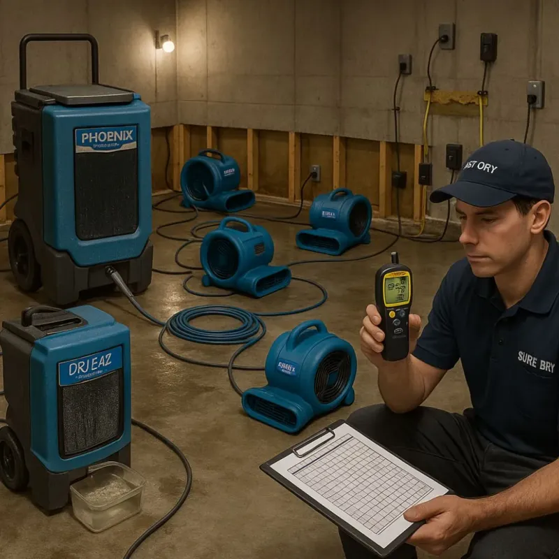 Structural Drying and Dehumidification process in Healdsburg, CA